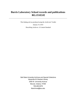 Burris Laboratory School Records and Publications RG.15.02.02