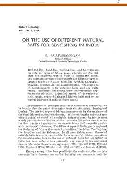 On the Use of Different Natural Baits for Sea-Fishing in India