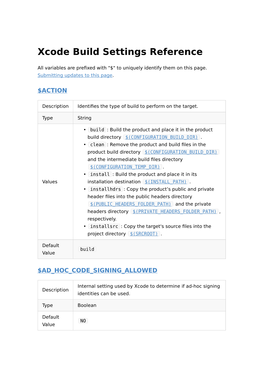 Xcode Build Settings Reference