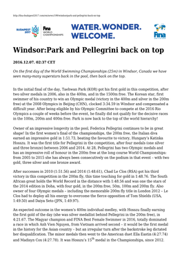 Windsor:Park and Pellegrini Back on Top