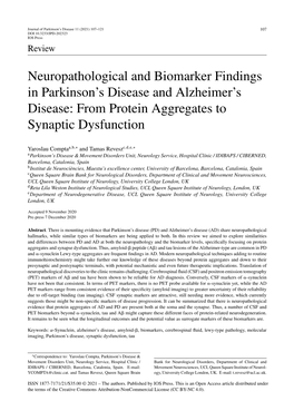 Neuropathological and Biomarker Findings in Parkinson's Disease