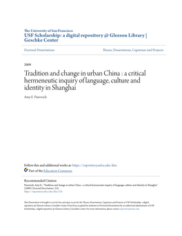 A Critical Hermeneutic Inquiry of Language, Culture and Identity in Shanghai Amy E