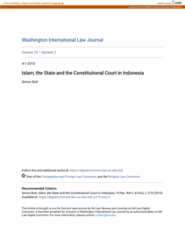 Islam, the State and the Constitutional Court in Indonesia