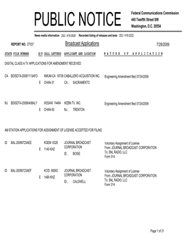 Broadcast Applications 7/29/2009