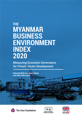 MYANMAR BUSINESS ENVIRONMENT INDEX 2020 Measuring Economic Governance for Private Sector Development