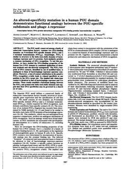 An Altered-Specificity Mutationin a Human POU Domain Demonstrates