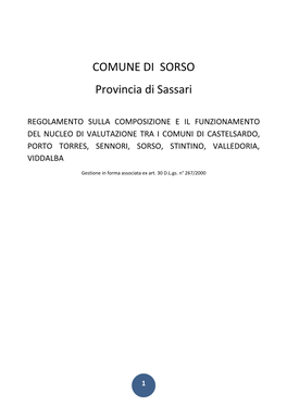 COMUNE DI SORSO Provincia Di Sassari