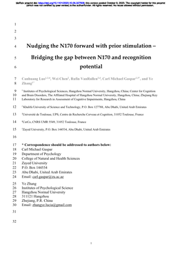 Nudging the N170 Forward with Prior Stimulation – Bridging the Gap Between N170 and Recognition Potential