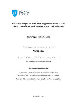 Functional Analysis and Evolution of Zygosaccharomyces Bailii Transcription Factor Haa1, Involved in Acetic Acid Tolerance Micro