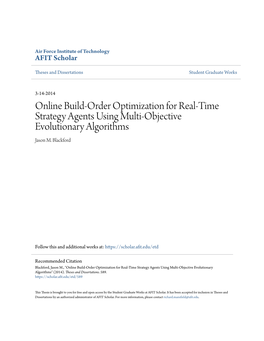 Online Build-Order Optimization for Real-Time Strategy Agents Using Multi-Objective Evolutionary Algorithms Jason M