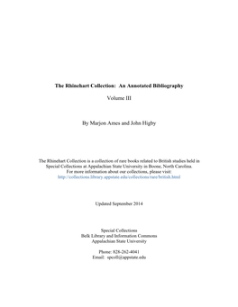 The Rhinehart Collection: an Annotated Bibliography