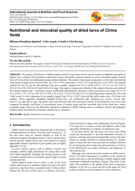 Nutritional and Microbial Quality of Dried Larva of Cirina Forda