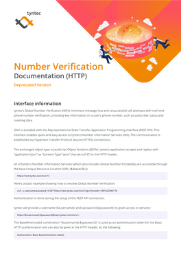 Number Verification Documentation (HTTP) Deprecated Version