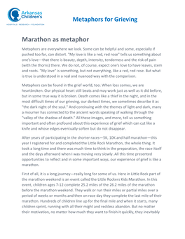 Metaphors for Grieving Marathon As Metaphor