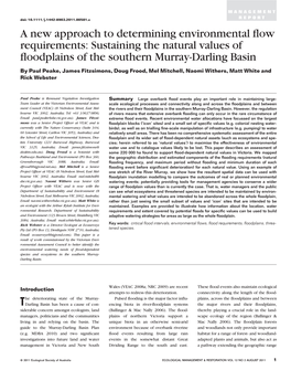 A New Approach to Determining Environmental Flow Requirements