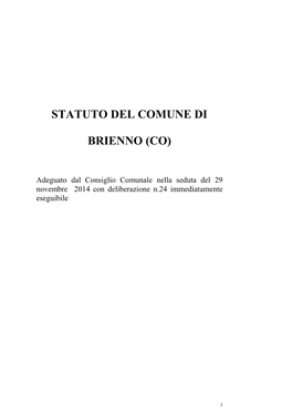 Statuto Del Comune Di Brienno (Co)
