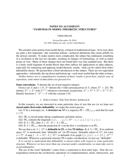 Tameness in Model-Theoretic Structures”