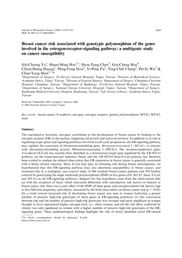 Breast Cancer Risk Associated with Genotypic Polymorphism of The