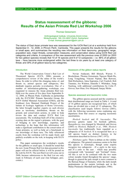 Results of the Asian Primate Red List Workshop 2006