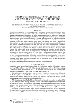 Finding Competitors and Strategies in Maritime Transportation of Fruits and Vegetables in Spain