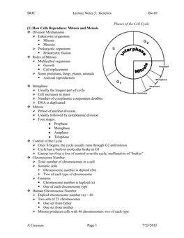 Lect Notes 5 Genetics