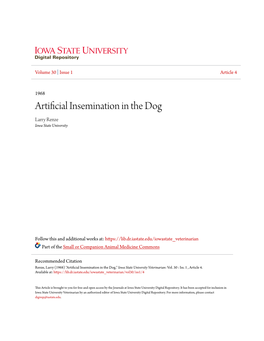 Artificial Insemination in the Dog Larry Renze Iowa State University