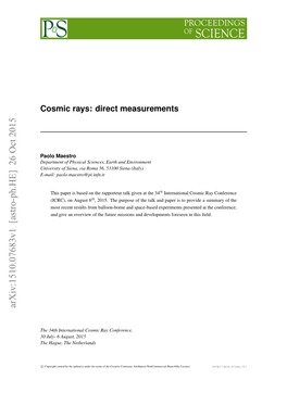 Cosmic Rays: Direct Measurements