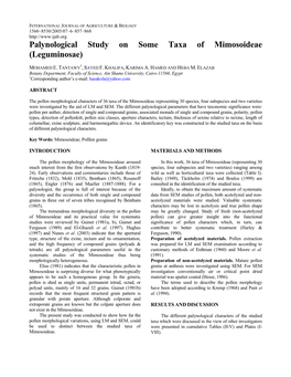 Palynological Study on Some Taxa of Mimosoideae (Leguminosae)