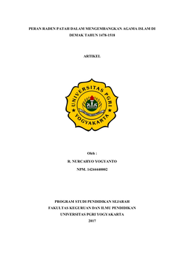 Peran Raden Patah Dalam Mengembangkan Agama Islam Di Demak Tahun 1478-1518