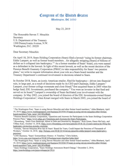 2019.05.23 Letter to Mnuchin Re Sears.Pdf