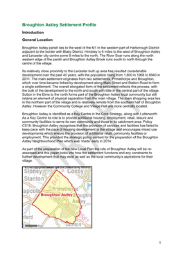 Broughton Astley Settlement Profile Introduction General Location