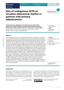 Role of Endogenous ACTH on Circadian Aldosterone Rhythm in Patients with Primary Aldosteronism