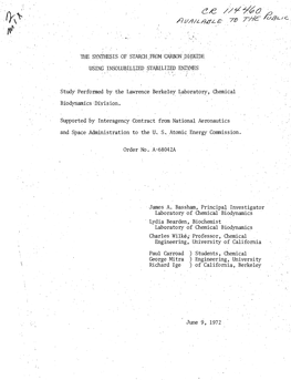 Carbon Di.Dxide Using Insolubilized Stabilized Enzymes