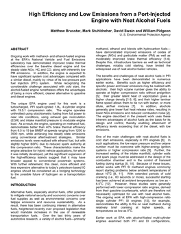 High Efficiency and Low Emissions from a Port-Injected Engine with Neat Alcohol Fuels