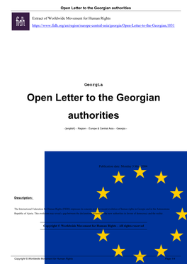 Open Letter to the Georgian Authorities