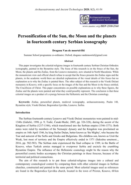 Personification of the Sun, the Moon and the Planets in Fourteenth Century Serbian Iconography