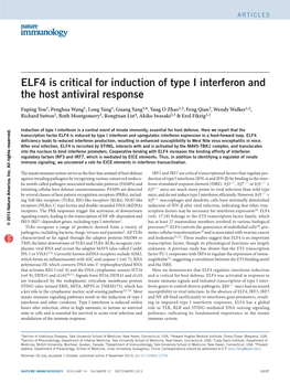 ELF4 Is Critical for Induction of Type I Interferon and the Host Antiviral Response