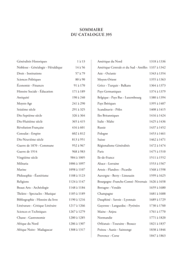 Sommaire Du Catalogue 395