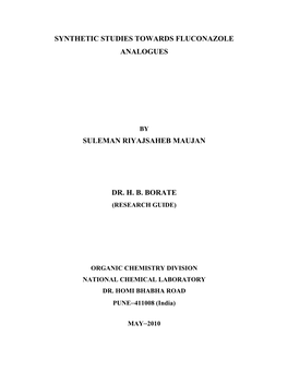 Synthetic Studies Towards Fluconazole Analogues