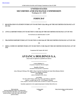 AVIANCA HOLDINGS S.A. (Exact Name of Registrant As Specified in Its Charter)