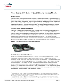 Cisco Catalyst 6500 Series 10 Gigabit Ethernet Interface Modules