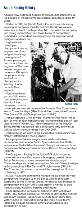 Acura Racing History