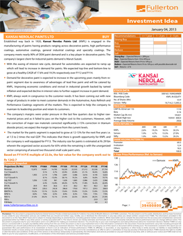 January 04, 2013 a KANSAI NEROLAC PAINTS LTD