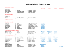 Appointments for 23 28 May