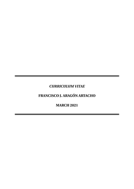 Curriculum Vitae Francisco J. Aragón Artacho March 2021