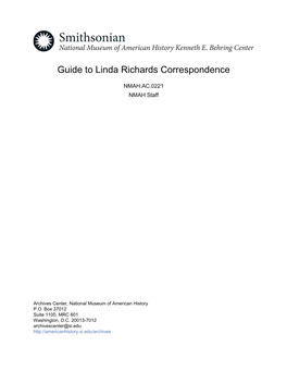 Guide to Linda Richards Correspondence