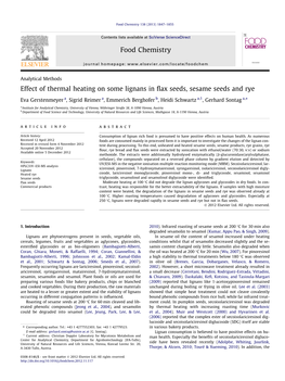 Effect of Thermal Heating on Some Lignans in Flax Seeds, Sesame