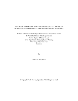 Theorizing Co-Production and Coexistence: a Case Study of Municipal-Indigenous Planning in Thompson, Manitoba