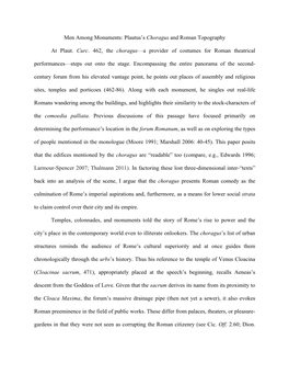 Plautus's Choragus and Roman Topography