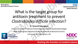 What Is the Target Group for Antitoxin Treatment to Prevent Clostridioides